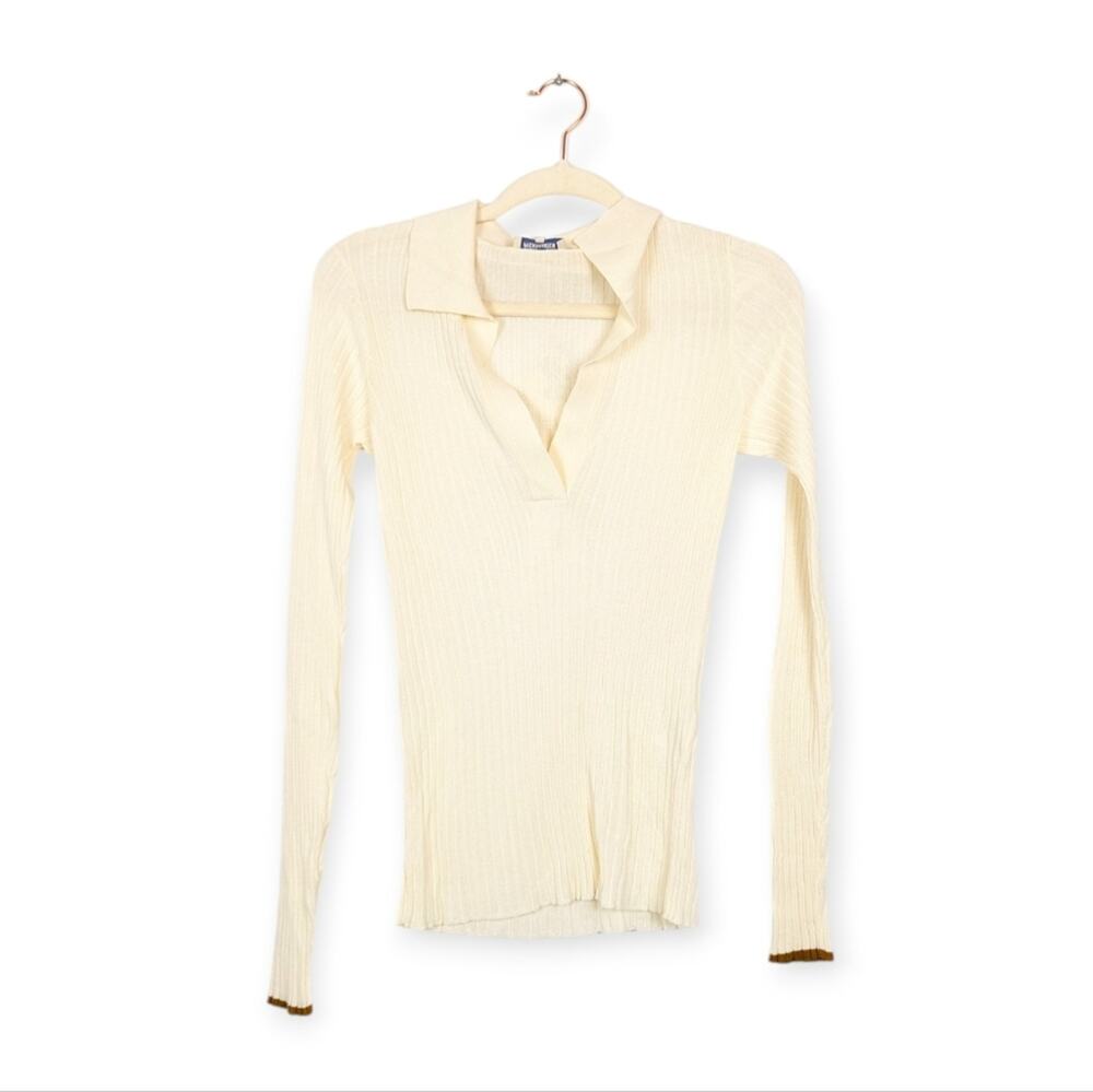 NWT Baum und Pferdgarten Cream Ceara Ribbed Collar Sweater Blouse Size S